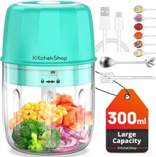 Rechargeable Portable and Cordless Mini Food Processor 300ML with Stainless Stee