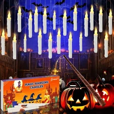 Floating Candles with Wand Remote 12 Pcs Magic Halloween Window Hanging Candles
