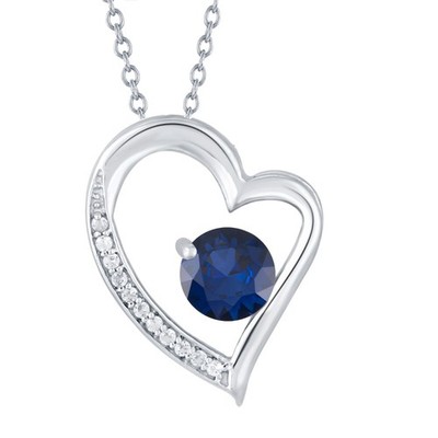 1,00 ctw Rundschliff Lab Created Saphir 14k Weißgold plattiert Liebe Herz Anhänger