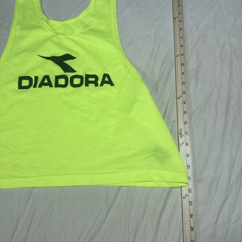 Vintage 90s Diadora Mesh Soccer Futball Practice Jersey One Size Yellow Neon - Image 4 of 4