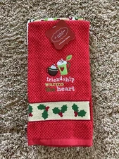 St. Nicholas Square 2 Christmas Towels “friendship warms the heart “