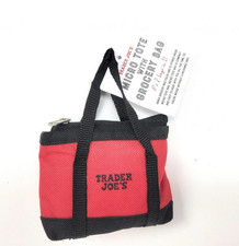 Trader Joe's NEW 2 BAGS IN 1   Red MICRO TOTE AND GROCERY BAG very limited