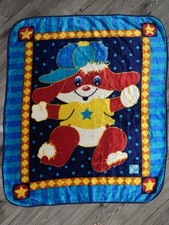 NovaTex Vintage Baby Plush Blanket Vibrant Red Floppy Ear Dog Puppy  Blue Hat