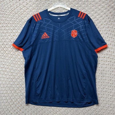 Training Shirt France FFR Climacool 2016 Adidas Rugby T Shirt Mens 3XL Navy Blue
