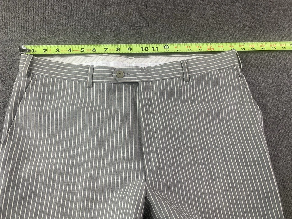 Pal Zileri Mens Wool/Linen Flat Front Dress Pants Sz 36x33 Gray/White - Image 2 of 4