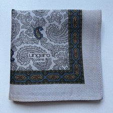 HANDKERCHIEF VINTAGE MEN'S POCKET SQUARE ART GRAY PAISLEY COTTON 18" A0156 