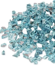 GASPRO 10 lbs Caribbean Blue Reflective Fire Glass for Fire Pits & Fireplaces