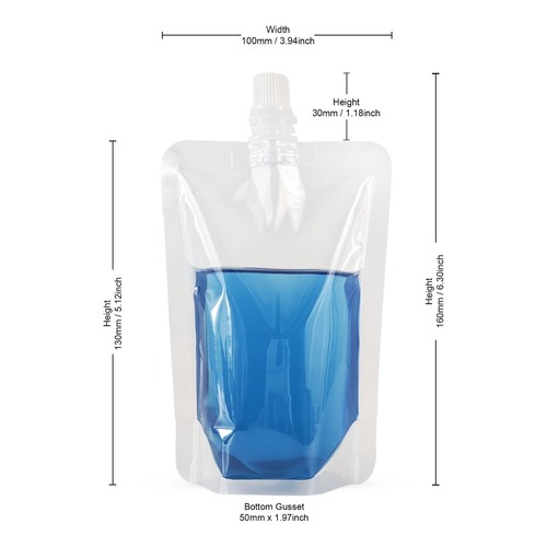 Clear Plastic Spouted Liquid Drink Packaging Reusable Pouch 100Ml To 5 Litre Lot - Picture 19 of 98