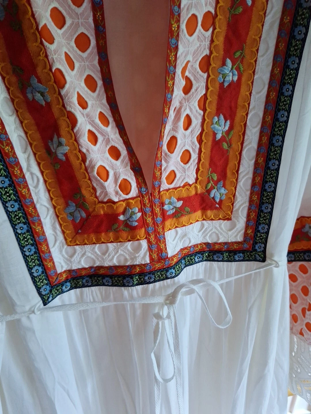 Abito contadino Annalise ricamato in pizzo Tory Burch taglia 14