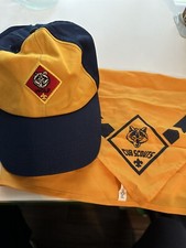 Cub Boy Scout Wolf Hat Cap Adjustable Youth w Neckerchief Yellow Navy