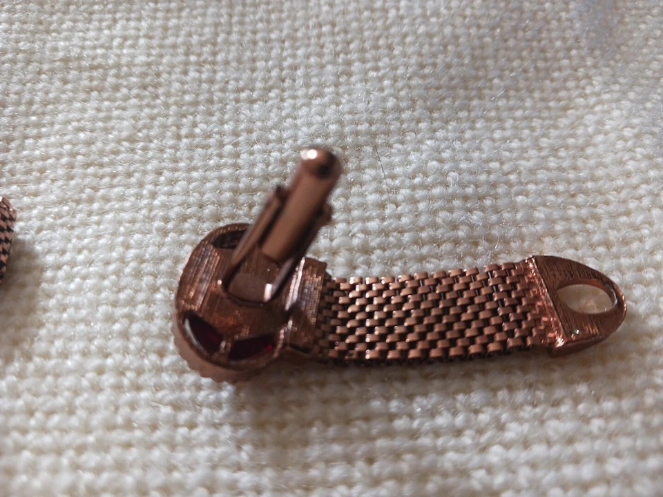 Cuff Links Copper Ruby Red Art Glass - Image 4 of 4