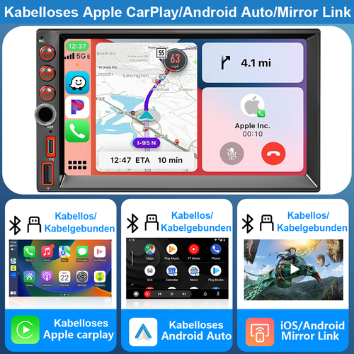 4+64GB 7" Android 13.0 Touchscreen Apple Carplay GPS Navi Autoradio SWC RDS Wifi - Foto 4 di 14