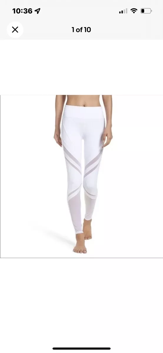 ALO Epic Mesh Leggings Size Small White High Waist 87370 S Yoga