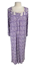 EILEEN WEST Womens House Dress Sleep Wear Size S Purple 3/4 Sleeve Stretch 103A