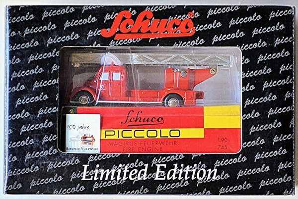 Magirus-Deutz Feuerwehr Leiterwagen Rundhauber 1:90 Schuco Piccolo 01302-image