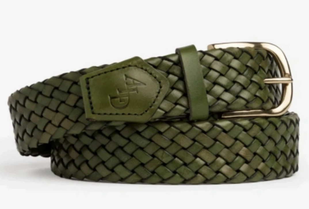 Aime Leon Dore Braided Leather Belt Green Woven ALD image 4