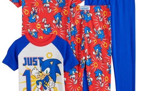 SONIC The Hedgehog Pajamas Boy's 4 NeW 4 piece Set Shirt Pants SNUG FIT Pjs Sets - Picture 4 of 4