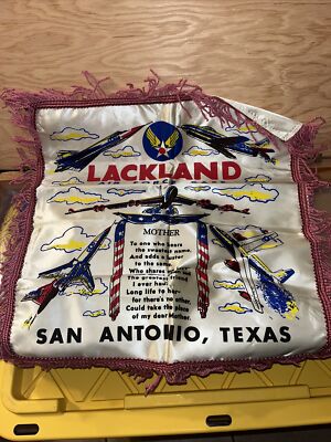 SAN ANTONIO TEXAS SOUVENIR PILLOW CASE Vintage US Air Force Lackland San Antonio, Texas Sister