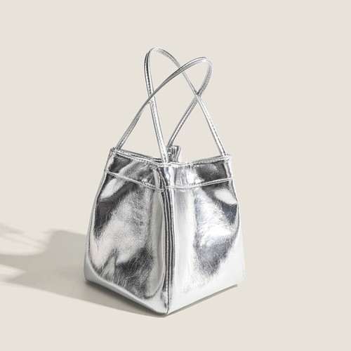 Aufbewahrungstasche Silber Bucket Bag Einfache Beuteltasche Mini Handtasche Damen Mode - Bild 14 von 16