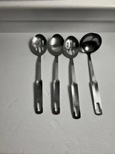 Set Of 4 stainless serving spoon ladle Turner slotted spoon heavy Glossy