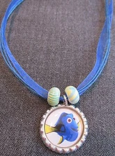 Ribbon Bottle Cap Bling Charm Necklace Beads Finding Dory Fish Nemo Ocean Fish