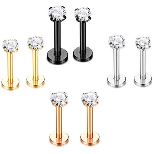 18G Earring Lip Ring Zircon Helix Tragus Piercing Cartilage Stud Body Jewe ~m'-w - Afbeelding 1 van 16