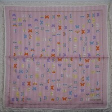 M357 HANAE MORI Pink Butterfly Cotton Scarf Scarves Pocket Square 20" X 20"