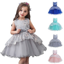 Fancy Kids Flower Girls Tutu Dress Princess Formal Bridesmaid Wedding Party Gown