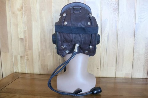 Early Chinese Su/MiG Pilot Leather Flying Helmet,Headset Cap,Goggles - Foto 3 di 15