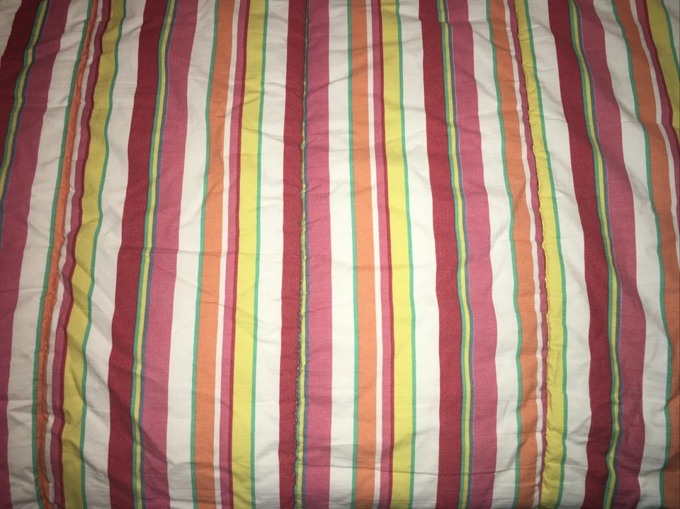 Edredón Ralph Lauren Beachside Preppy Rayas Talla Doble Rojo Naranja Blanco Amarillo Foto 2 de 4