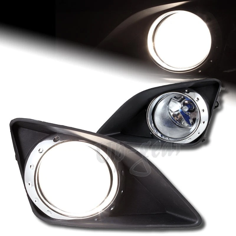 Kit de luces de conducción para parachoques antiniebla de vidrio con anillo cromado para Toyota Corolla Foto 2 de 4