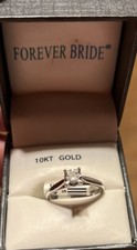 GENUINE DIAMOND SOLITARE ENGAGEMENT WEDDING RING 10K WHITE GOLD SIZE 7