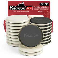 Furniture Sliders 16 pcs-3 1/2” Round Beige Furniture Sliders for Carpet Heav...