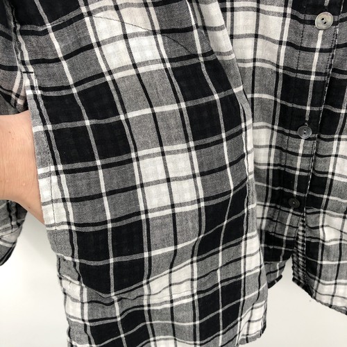 J Jill Damen 1X Tunika Shirt schwarz weiß kariert Print Taschen Knopfleiste - Bild 5 von 13