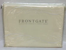 Frontgate Hemstitch Egyptian Cotton Percale QUEEN Duvet Cover Embroidered  IVORY