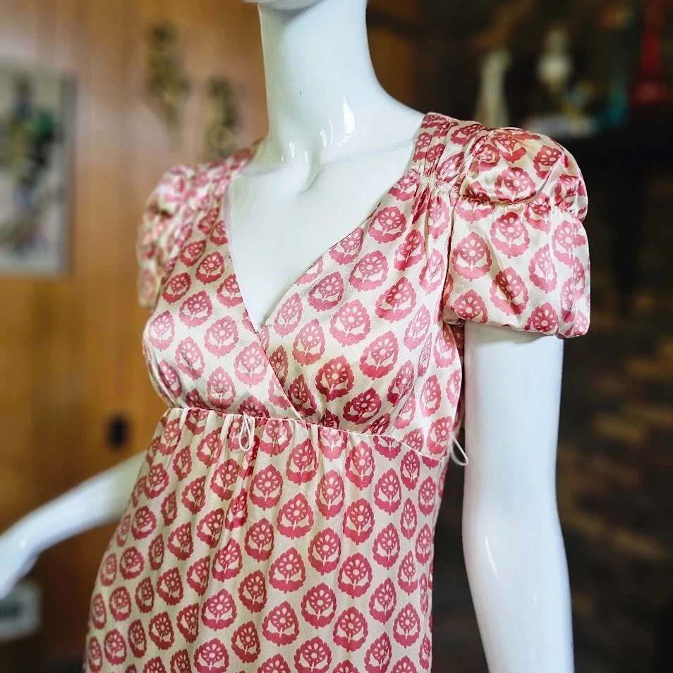 Vtg 90s Y2K Betsey Johnson Silk Babydoll Puff Sleeve Femme Princess Slip Dress S - Image 3 of 4