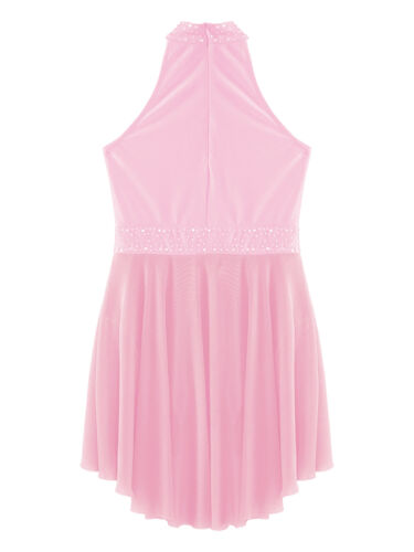 Kid Girls Mock Neck Lyrical Modren Contemporary Ballet Dance Leotard Dresses - Picture 58 of 88