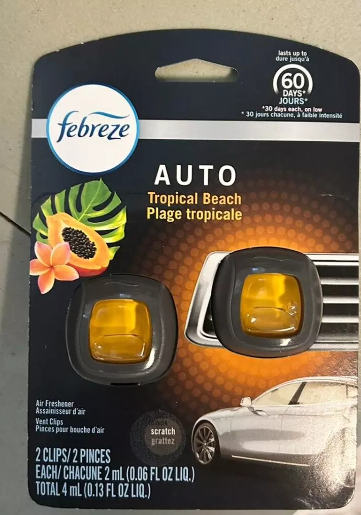 Febreze Auto Car Freshener Tropical Beach, Air Freshener Vent