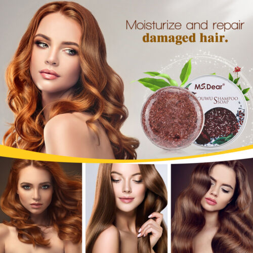 1-6x Verdunkelungsshampoo Bar Seife Haar Shampoo graues Haar Umkehr Polygonum Essenz - Bild 5 von 23