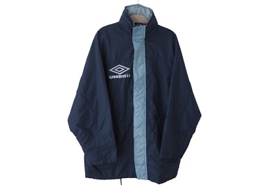 umbro フルジップナイロンジャケット ネイビー/クリーム Vintage UMBRO Jacket Full Zip Size XL sport sleeve logo navy blue
