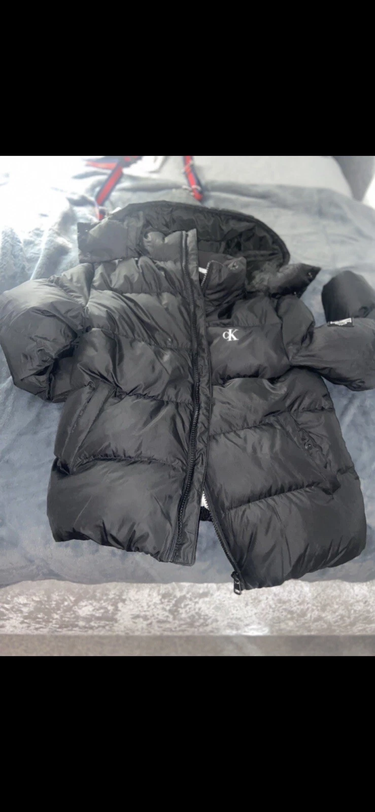 Vintage Calvin Klein Men’s Black Zip Up Padded Puffer Jacket Coat Large