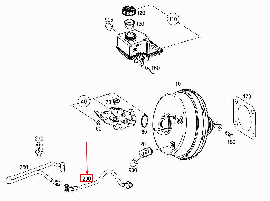 MERCEDES-BENZ GLE W166 Bremskraftverstärker-Unterdruckleitung A1664301629