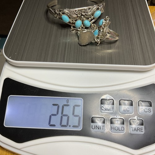 Running Bear Shop Sterling & Turquoise Slave Cuff Bracelet 26.5 Grams Size 7, 7” - Picture 3 of 10