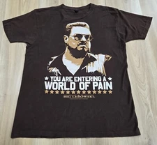 The Big Lebowski T-Shirt Mens Sz Large, "You Are Entering A World Of Pain" Brown