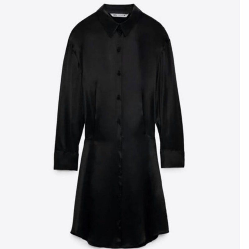 Zara Satin Button Down Dress NWT size M  thumbnail 9
