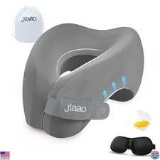 Travel Neck Pillow Set with 3D Eye Masks, Ear Plugs  Storage Bag, Memory Foam
