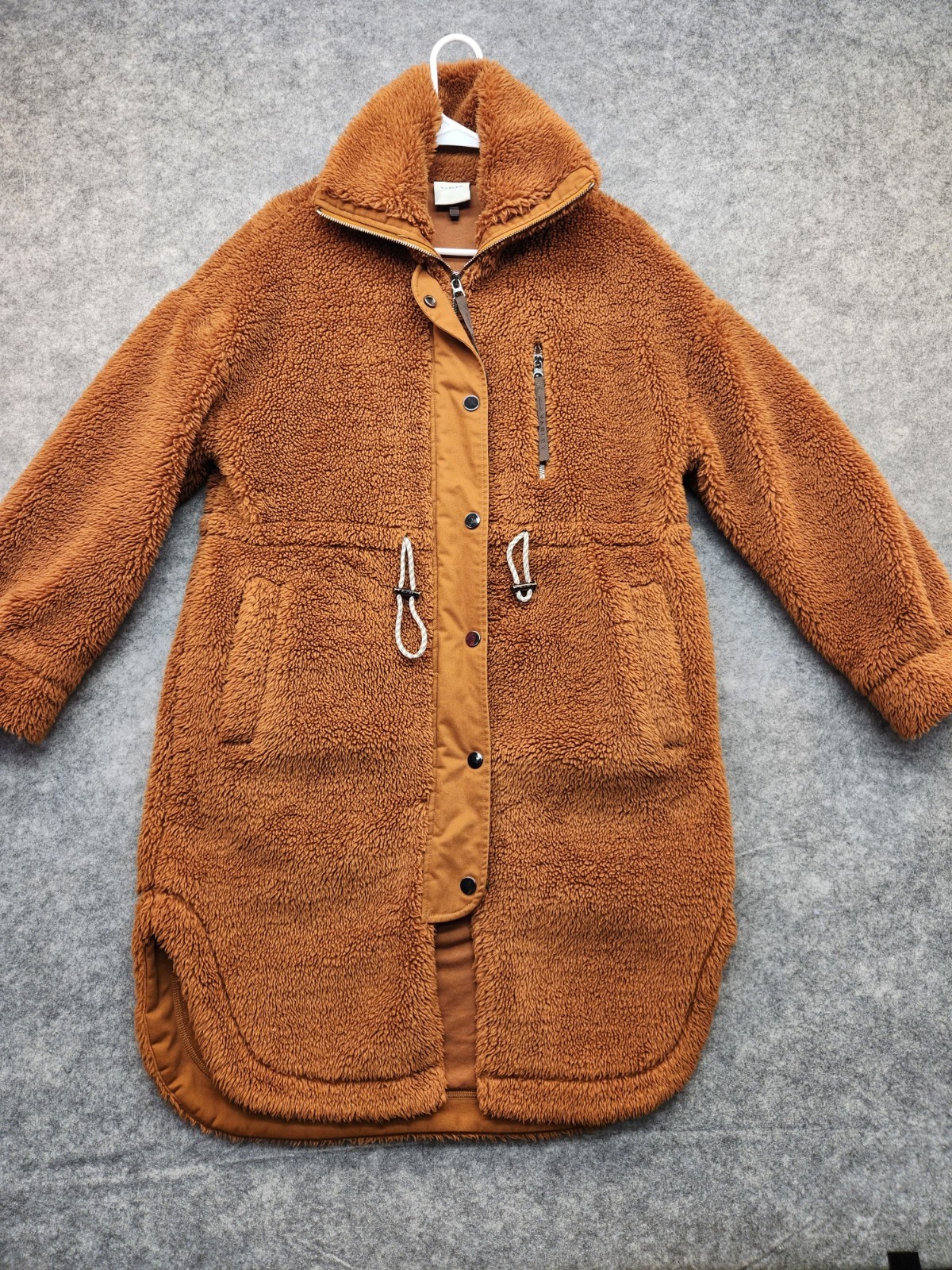 Varley Womens Sherpa Teddy Fleece Jones Coat Caramel Cafe Brown Size XX-Small
