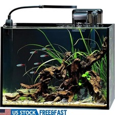 Rimless Glass Aquarium 2.5G Self Cleaning Transparent Tank W/ Filter LED Light
