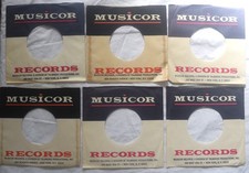 Six original Musicor company sleeves, NOS