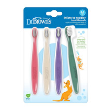 Infant-To-Toddler Toothbrush Set, Soft Gentle Manual Toothbrushes for Baby, Pi